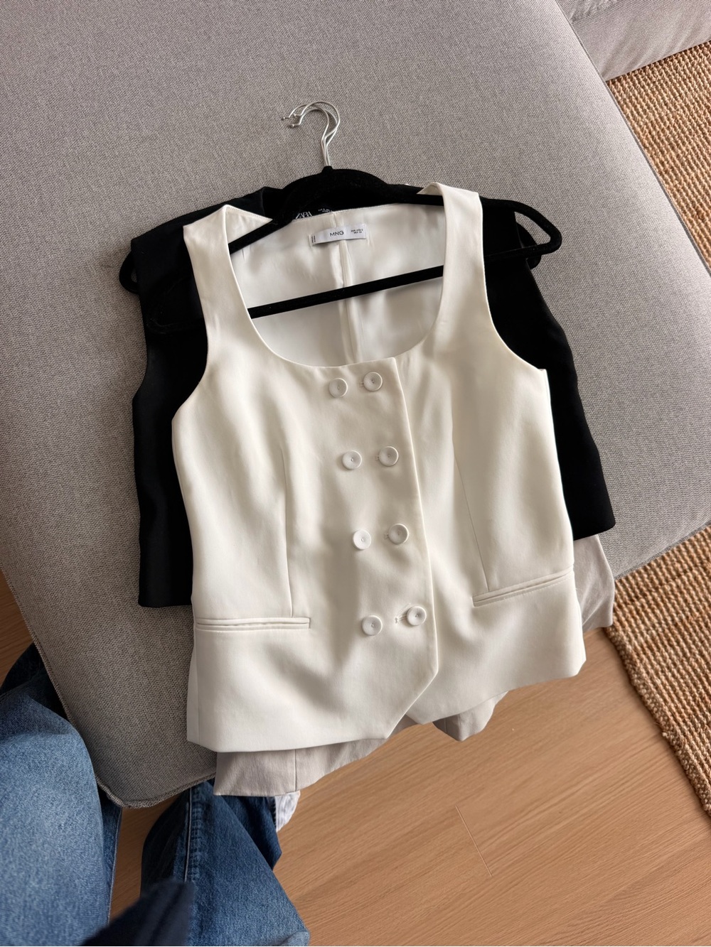 Women’s Cream Double-Breasted Vest Jacket - Minimal Tailored Style
